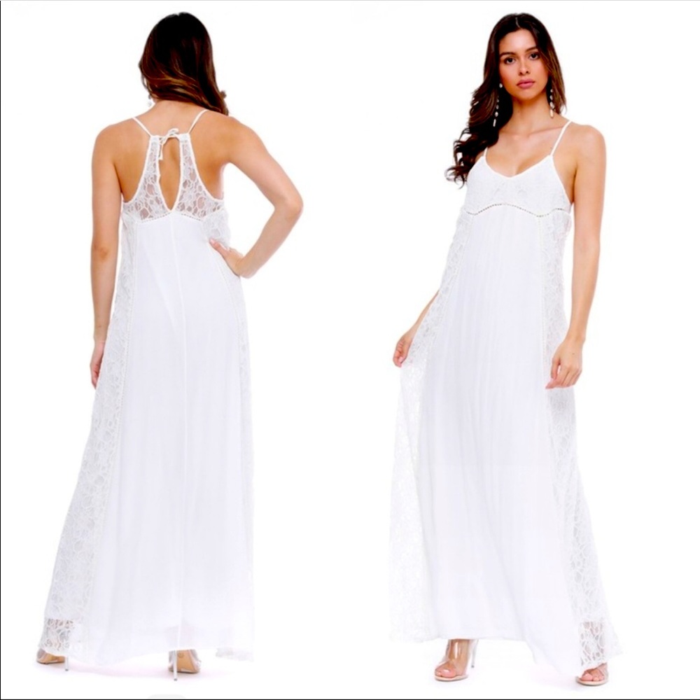 Gorgeous White Lace-Trimmed Maxi